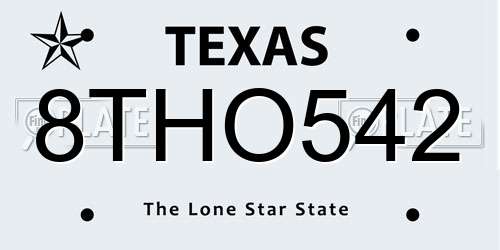 8THO542 Texas License Plate