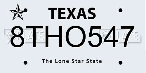 8THO547 Texas License Plate