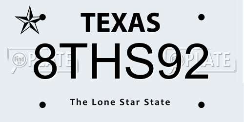 8THS92 Texas License Plate