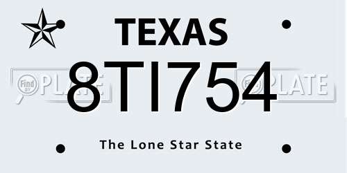 8TI754 Texas License Plate