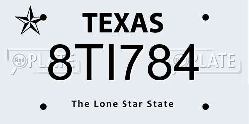8TI784 Texas License Plate
