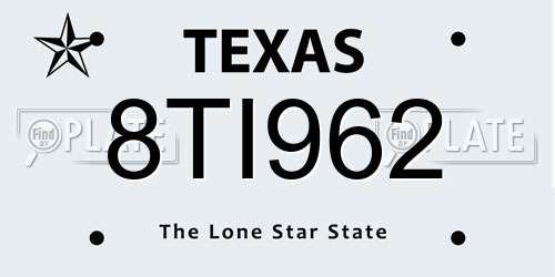 8TI962 Texas License Plate