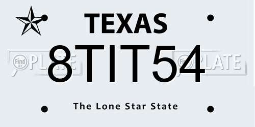 8TIT54 Texas License Plate