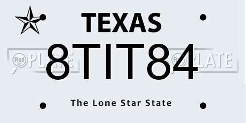 8TIT84 Texas License Plate