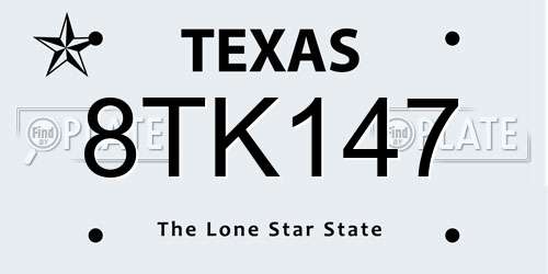 8TK147 Texas License Plate
