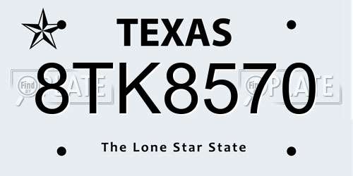 8TK8570 Texas License Plate