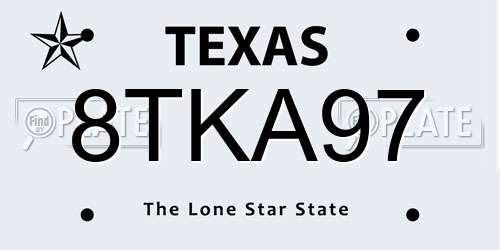8TKA97 Texas License Plate