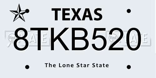 8TKB520 Texas License Plate