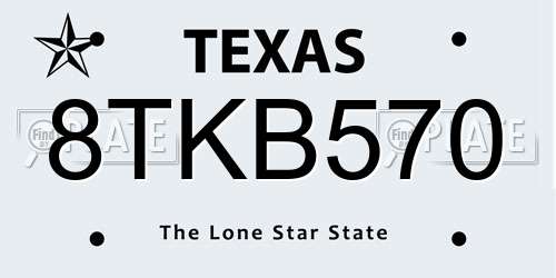 8TKB570 Texas License Plate