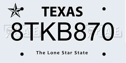 8TKB870 Texas License Plate
