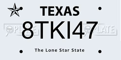 8TKI47 Texas License Plate
