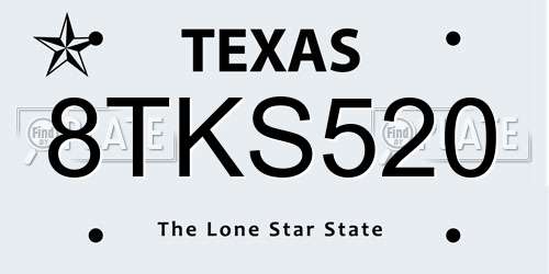 8TKS520 Texas License Plate