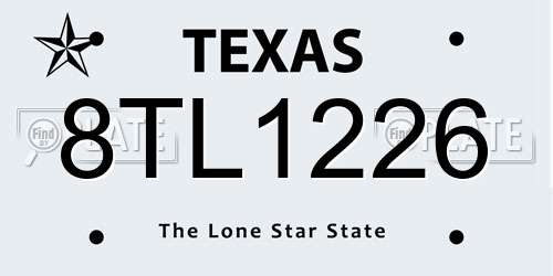 8TL1226 Texas License Plate