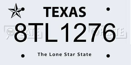 8TL1276 Texas License Plate