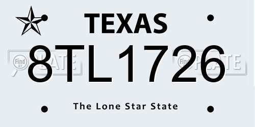 8TL1726 Texas License Plate