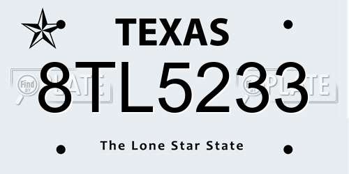 8TL5233 Texas License Plate