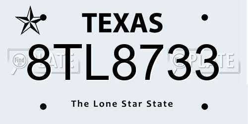8TL8733 Texas License Plate