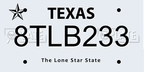 8TLB233 Texas License Plate