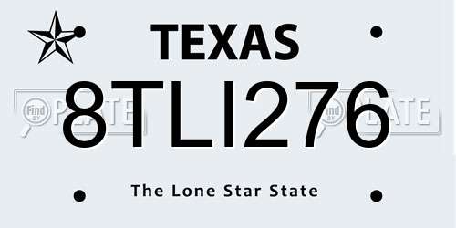 8TLI276 Texas License Plate