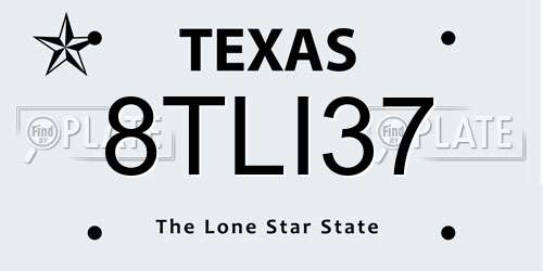 8TLI37 Texas License Plate