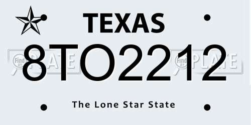 8TO2212 Texas License Plate