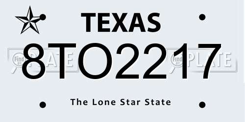 8TO2217 Texas License Plate