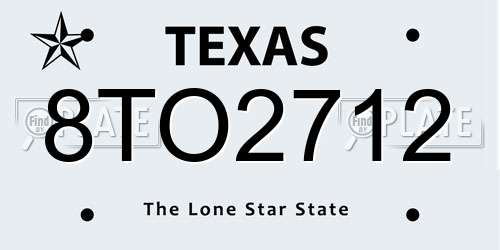 8TO2712 Texas License Plate
