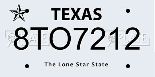 8TO7212 Texas License Plate