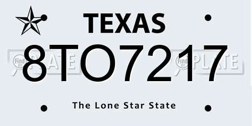 8TO7217 Texas License Plate