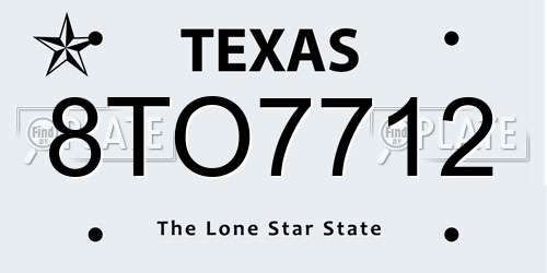 8TO7712 Texas License Plate