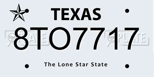 8TO7717 Texas License Plate