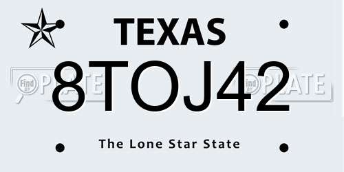 8TOJ42 Texas License Plate
