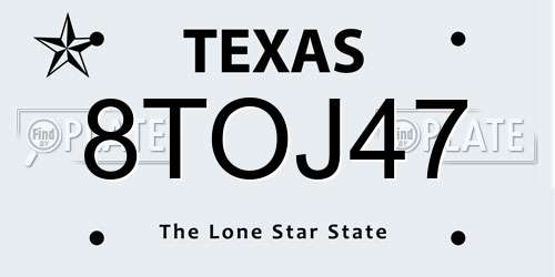 8TOJ47 Texas License Plate