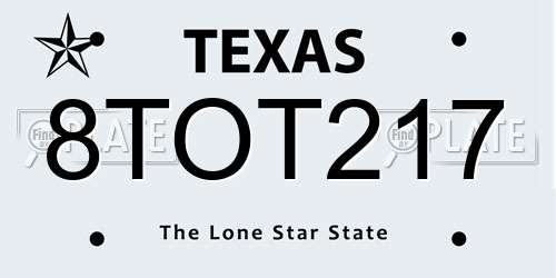 8TOT217 Texas License Plate