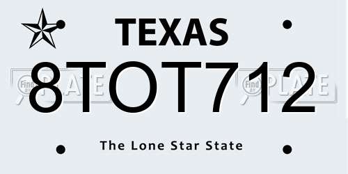 8TOT712 Texas License Plate