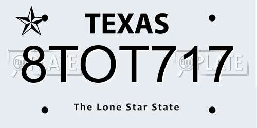 8TOT717 Texas License Plate