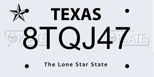 8TQJ47 Texas License Plate