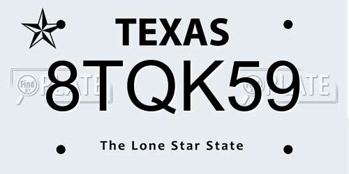8TQK59 Texas License Plate