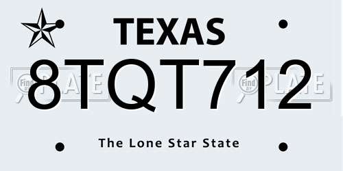 8TQT712 Texas License Plate