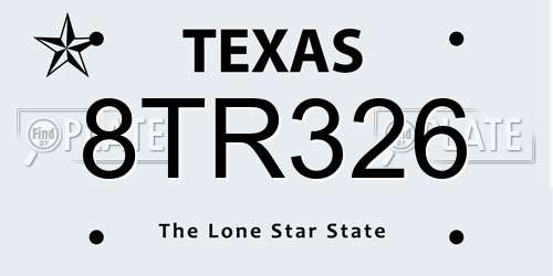 8TR326 Texas License Plate