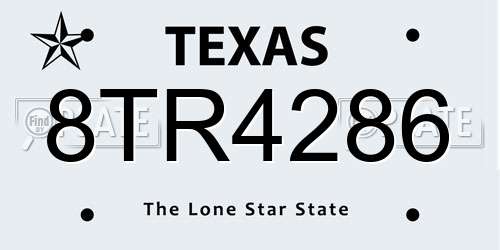 8TR4286 Texas License Plate