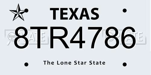8TR4786 Texas License Plate