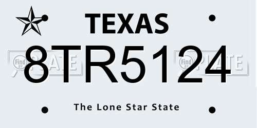 8TR5124 Texas License Plate