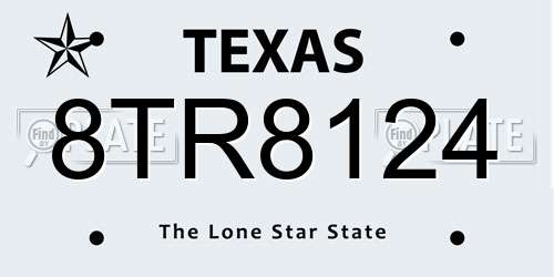 8TR8124 Texas License Plate
