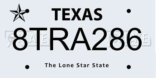 8TRA286 Texas License Plate