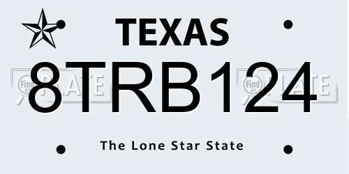 8TRB124 Texas License Plate