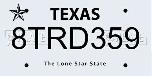 8TRD359 Texas License Plate