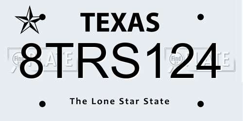 8TRS124 Texas License Plate