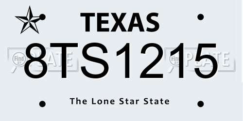 8TS1215 Texas License Plate