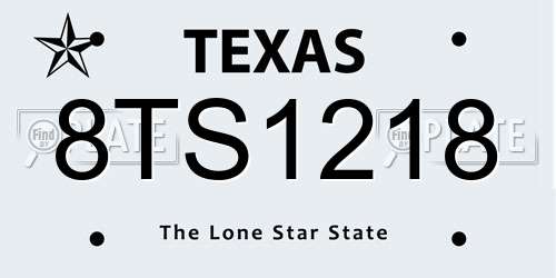 8TS1218 Texas License Plate